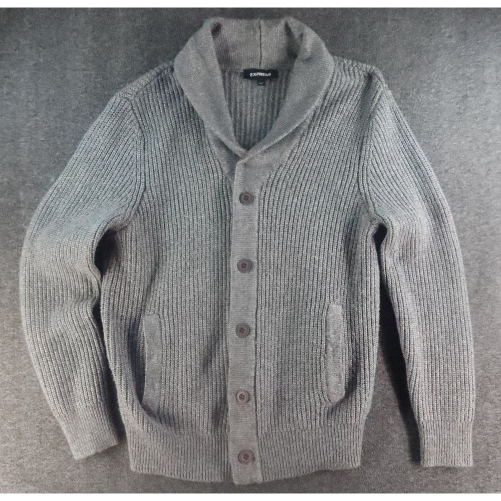 Express Gray Cardigan Sweater Mens M